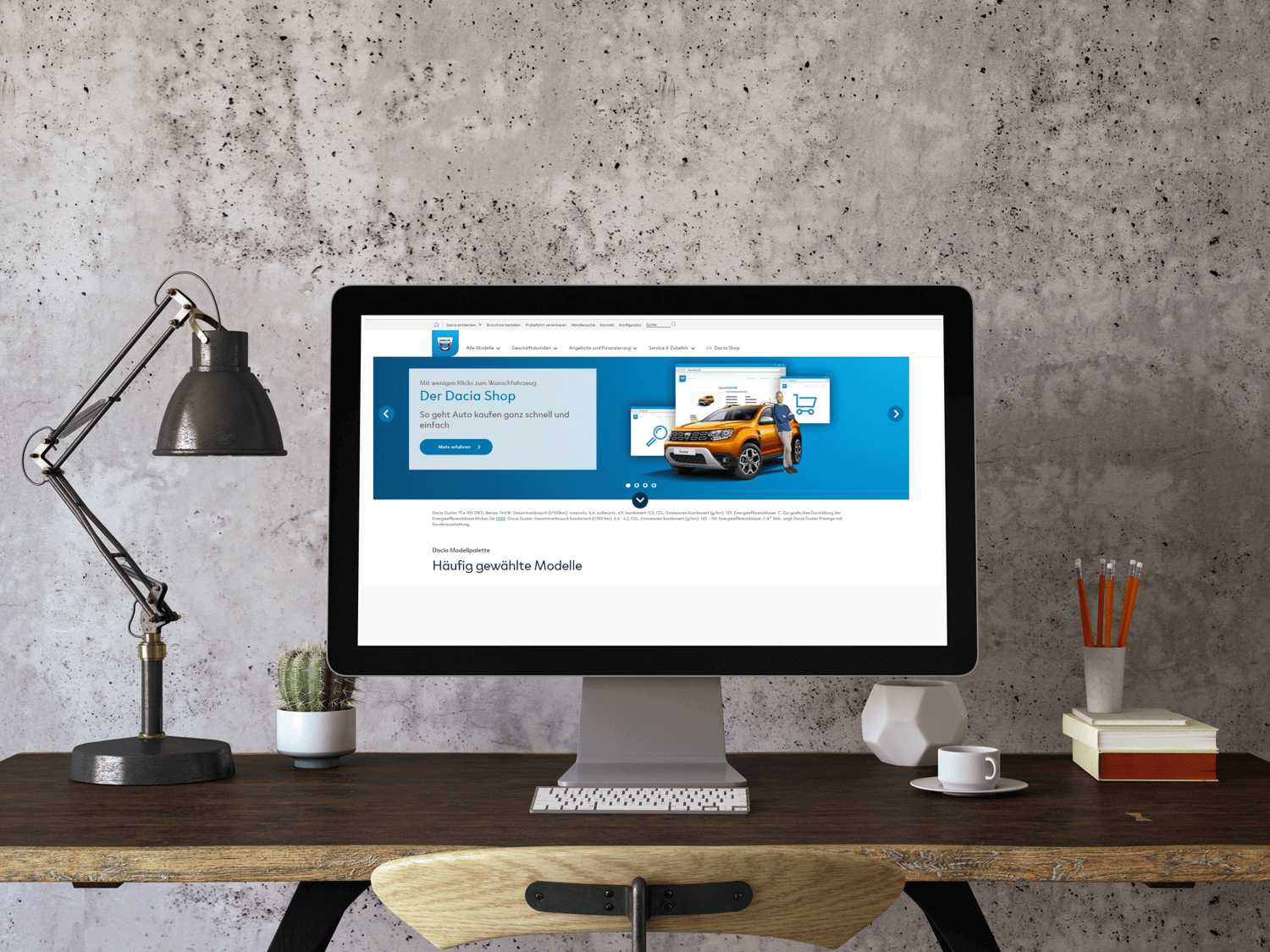 Le site Dacia Online shop sur un ordinateur
