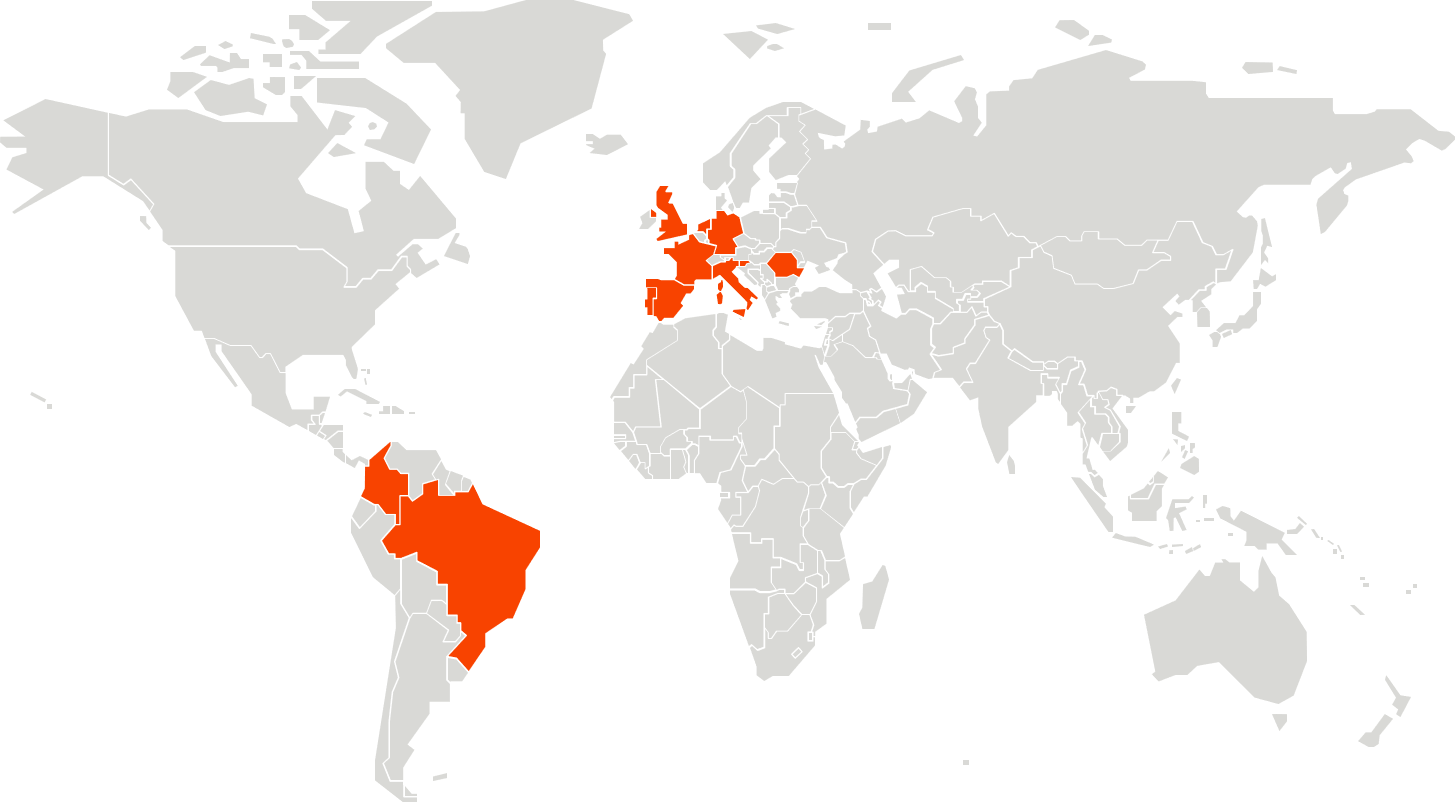 Une carte avec les pays couverts par Mobilize Lease&Co